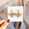 Oorknopjes Cool Femme Vrouwelijke Kerst Sieraden Kristal Goud Kleur Bee Shaped Punk Vrouwen Verklaring Big Animal Insect