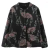 Women's Jackets 2023 Winter Vintage Cotton Linen Fleece Jacket National Style Floral Printing Coat Women's Single Breasted Mother's