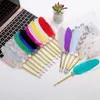 Multicolor Retro Quill Dip Pen Turkiet Feather Set Oblique Gel Gift Writing Tools Office School Supplies