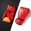 Guantes deportivos 2pcs Kick Boxing Guantes Transpirable PU Cuero Flame Guantes para Hombres Mujeres Karate Muay Thai MMA Sanda Training Glove 230625