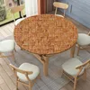 Table Cloth Woven Rattan Round Tablecloth Weave Pattern Waterproof Elastic Clothes for Dining Cute Desk Decor Protector Cover 230626