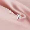 Stud Earrings Genuine S925 Sterling Silver Diamond Zircon Fashion Asymmetric Ear For Women Non-allergic Non-fading Fine Jewelry