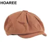 Hoaree Newsboy Cap Plat Cap Men для летней весны Solid Cotton Mens Mens Beret Hat Women Octagonal Hat Vintage Eight Panel Hat