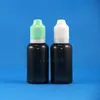 30 ML 100 pezzi / lotto LDPE NERO Flacone contagocce in plastica a doppia prova con tappi di sicurezza per bambini a prova di ladro comprimibili per e cig Egwqp