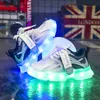 أحذية رياضية حجم 2536 الأطفال أحذية غير رسمية USB شاحن متوهج LED LED LED Breathable Mesh for Kids Boys Girls Sport 230626