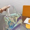 Clear Laser Design totes Летняя женская сумка для покупок Роскошная дизайнерская сумка-желе Бостонская дорожная сумка 0626