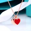 Ontwerpermerk Ela love Double Heart Tiffays ketting Vrouw CNC stalen afdichting Word 18K Real Gold Electroplating Ins Niche Design sleutelbeen ketting