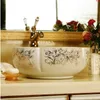 Artistique Procelain lavabo salle de bain évier bol comptoir Fleur Forme Céramique sinkgood qté Fimgc