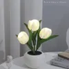 LED tulipe lampe nuit Simulation fleur lampe atmosphère veilleuse avec Pot veilleuses tulipes lampe de Table décor de chambre