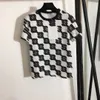 Deux pièces robe designer 23ss vêtements pour femmes jupe ensemble imprimé à carreaux noir et blanc à manches courtes T-shirt en mousseline de soie maille demi-ensembles FATC