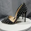 All Spike Rivets DOrsay &amp Two-Piece Women Pumps Pointy Toe Stiletto High Heels for Shoes Woman size 44 45