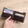 Plånböcker Aetoo First Layer Cowhide Leather Wallet Men's Short Handmade Retro stor kapacitet Multi-kort körkort