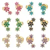 Stud Earrings EYIKA Trendy Colorful Cubic Zirconia Sparking 3 Flower Mini For Women Girls Dainty Friendship Jewelry Gift