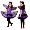 Nouveauté Jeux Halloween Fantaisie Mascarade Partie Violet Chauve-Souris Fille Costume Enfants Cosplay Accessoires Robe De Danse Costumes Pour Enfants Robe Fille Cadeau 230625