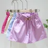 Shorts EACHIN Baby Girls Shorts Elastic Waist Solid Color Short Pants Kids Wide-leg Casual Trousers Summer Children Clothes for 2-12Y 230625