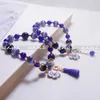 Bracelets Genshin Impact Raiden Shogun Fashion Flowers Elegant Purple Crystal Bead Bracelet Handmade Elastic Rope Women Birthday Jewelry