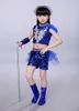 Abbigliamento da palcoscenico Ragazza Jazz Paillettes Costumi da ballo per bambini Abiti da esibizione hip-hop Moda Costume blu per bambini