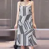 Abiti casual nei club Festival Stripes Girocollo senza maniche Orlo allentato Abito Donna Simple 2023 Vestidos