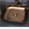 Lavabo cinese rettangolare in stile europeo Jingdezhen Art Counter Top oro con lavabo da bagno in ceramica nera buon qty Bcjrq