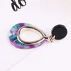 Dangle Earrings LUBOV Colorful Resin Stone Round Metal Drop Elliptical Hoop Piercing Fashion Women Party Jewelry 2023