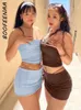 Two Piece Dress BOOFEENAA Sexy Two Piece Summer Sets Womens Outfits Y2k Bodycon Dress Mini Skirts and Tube Top Matching Sets Beach Wear C70-BZ14 230625
