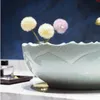 완두콩 녹색 유럽 빈티지 스타일 중국 수제 Lavabo 세면기 예술적 욕실 싱크 세라믹 세면기 bowlgood qty Sfxlk