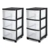 Opberglades 3 Ladewagen Kunststof Zwart Set van 2 Organizer voor Kledingkast 230625