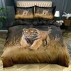 Sängkläder sätter Tiger Däcke Cover Boy's Quilt Cover Animal 3D Bedding Set Lived With Pillow Case Luxury Home Textiles for Adults King Size 230625