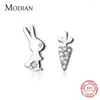 Studörhängen Modian Sparkling Zircon Morot Earring for Women Gift Real 925 Sterling Silver Asymmetry Ear Pin Fine Jewelry