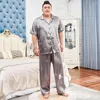 Mannen Nachtkleding Mannen Zijde Satijn Pyjama Set Plus 7XL Zomer Homewear Lente Man Pyjama Sets Kleding heren Loungewear