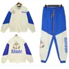 Men's Tracksuits 30% Off 23new Tracksuits Designer Sports Jacket Rhude Set Fashionable Casual Couple Matching European Size S-xl Mkfk