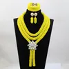 Necklace Earrings Set Black Crystal Fashion Wedding Orange Beads Statement Chunky Bib African Jewelry ABG102