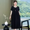 Robes décontractées femmes élégant en vrac été 2023 couleur unie longue robe noire Style coréen vêtements Vintage