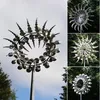 Decorazioni da giardino Mulino a vento in metallo unico e magico Scultura cinetica alimentata a vento 3D Prato Spinners solari Yard Decor 230625