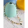 Collane con ciondolo Yhpup Luxury Bling Green Cubic Zirconia Ciondolo con perle naturali Collana con catena in pietra Gioielli fatti a mano in acciaio inossidabile di moda 230626