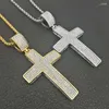Chains Stainless Steel Crystal Stone Pave Cross Pendand Necklace Religious Hip Hop Jewelry Jesus Gift For Him