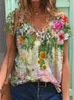 Womens TShirt Women Summer graphic t shirts harajuku Print Tops Tee Ladies VNeck Short Sleeve Pullover Streetwear Flower T Shirt 230625
