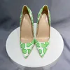 Blue/Red/Green Heart-Shaped Printed High Heels Women Pumps Party Shoes Nightclubs 12Cm Female Girls Shoes Size 43 44 45