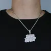 Amuletos Iced Out Bling Retângulo CZ 90's Baby Pingente Colar Cor Prata Zircônia Letras Amuleto Masculino Feminino Jóias Hip Hop 230626