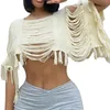 Women's Swimwear Women S Boho Crochet Beach Cover Up Sweater Top With 3 4 Sleeves And Square Neckline - Solid Color Knit Bikini Coverup