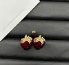 2023 G Strawberry Brass Female Small Group Design Sense Ancient Home High Quality Tiktok ins New Versatile Earrings