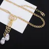 Women Pearl Chains Necklaces Designer Gold Jewelry Luxury Elegant Wedding Necklace Fashion Pendant Necklaces Strings Chokers Jewlery 236261C