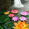 Decoração de lagoa simular lírio d'água com flor de 2 camadas, tanque de peixes, decoração de piscina, flor de lótus artificial flutuante 18 cm/28 cm