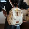 Bolsa de ombro feminina por atacado 2 cores mochila casual impressa grossa simples faculdade bolsa de couro resistente ao desgaste do vento bolsa de zíper duplo mochilas de moda