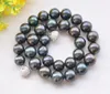 Chains P7724 Huge 17"14mm Black Round KESHI Edison Pearl Necklace CZ