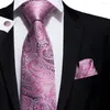 Bow Ties Pink Black Paisley 2023 Elegant Men's Hanky Cufflinks Silk Neckties For Men Wedding Party Business Fashion Brand Hi-Tie