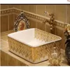 골드 도자기 욕실 세라믹 카운터 탑 싱크 직사각형 세면대 유럽 예술에서 인기 다채로운 손 sinkgood qty Wvrvu