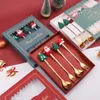 Nowy 4pc/zestaw świątecznych łyżki na zastawie stołowe z pudełkiem prezentowym Santa Hat Xmas Tree Spoon Fork Cutlery Set Dekoracja przyjęcia
