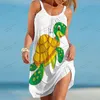 Casual Dresses Tropic Beach Dress Women Fashion Bohemian Midi Sexy Sleeveless Strap Loose Large Girls Sundress Hem
