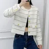 Frauen Jacken Landebahn Herbst koreanische Frauen Kleidung Slim Luxury Stripe Tweed Wolle hochwertige elegante Langarmantel Chic Jacke